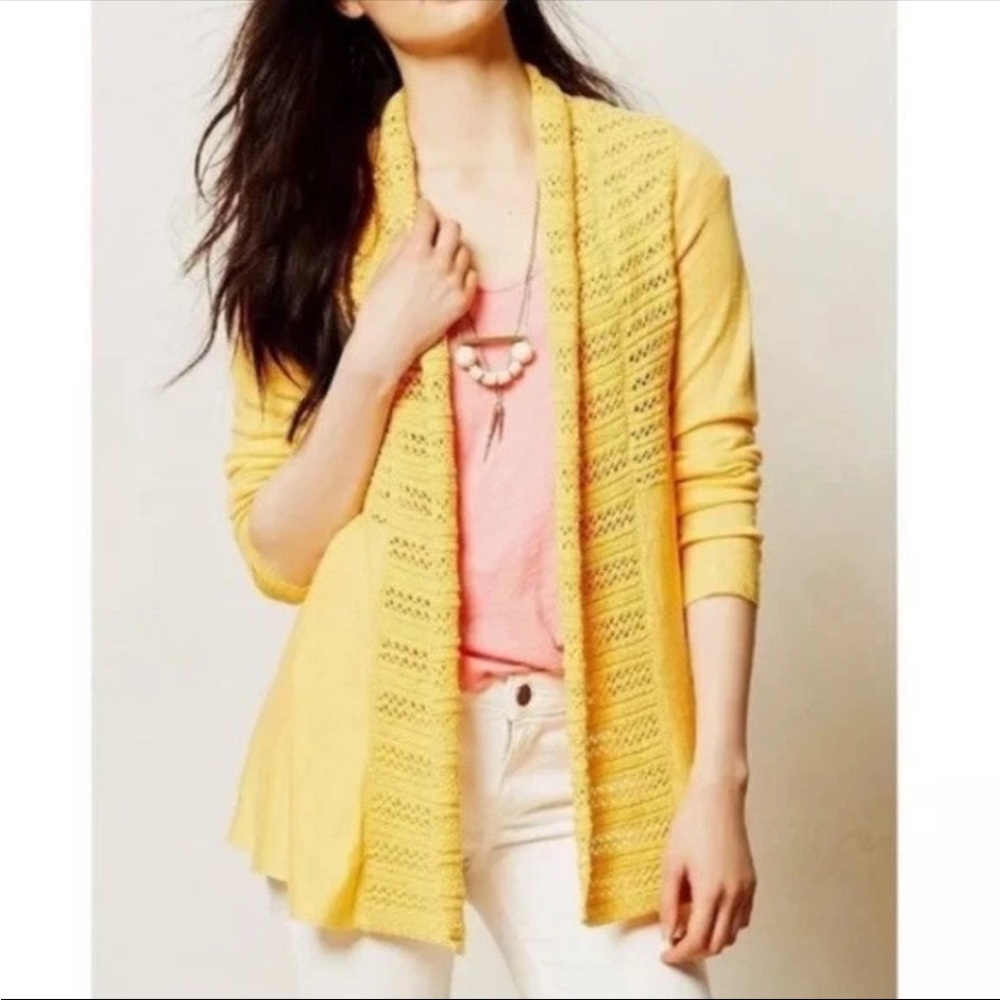 Angel Of The North Anthropologie Sunny Yellow Knit Cardigan lk new never worn S